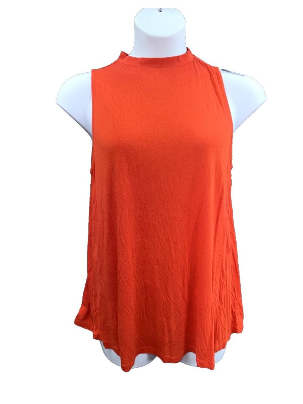 LOFT Women's Large Orange Red Mock Neck Sleeveless Swing Tank Top NWT